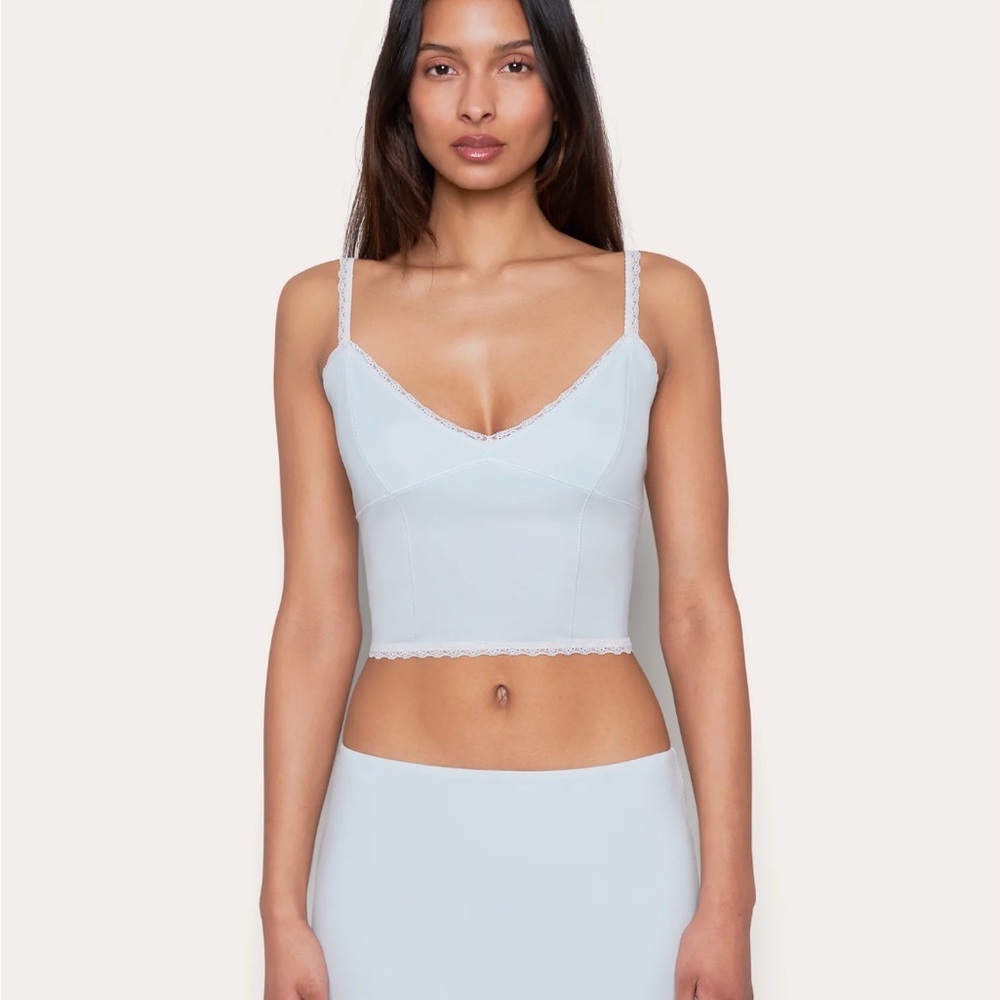GUIZIO Sky Blue Camisole with White Lace